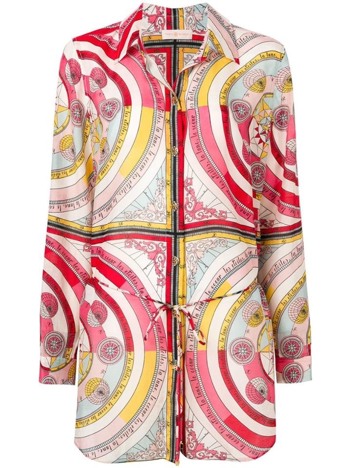 Tory Burch Fantasia Print Long Shirt - White