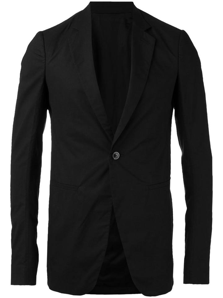Rick Owens One Button Blazer, Men's, Size: 48, Black, Cotton