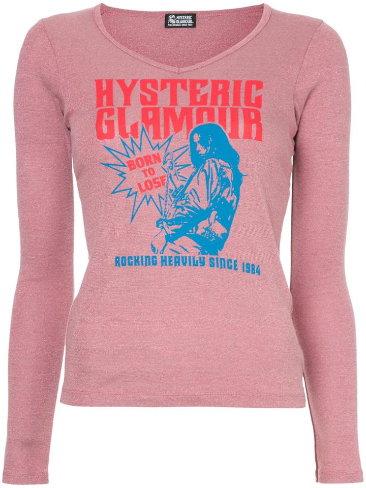 Hysteric Glamour Born To Loose V-neck Blouse - Pink & Purple