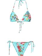 Dolce & Gabbana - Rose Print Bikini - Women - Polyamide/spandex/elastane - 1, Women's, Blue, Polyamide/spandex/elastane