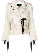 Ann Demeulemeester Ribbon Detail Biker Jacket - Nude & Neutrals