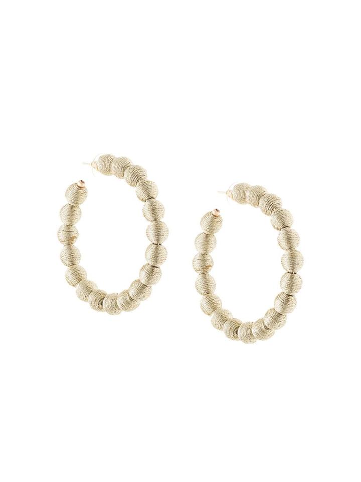 Kenneth Jay Lane Thread Ball Hoop Earrings - Grey