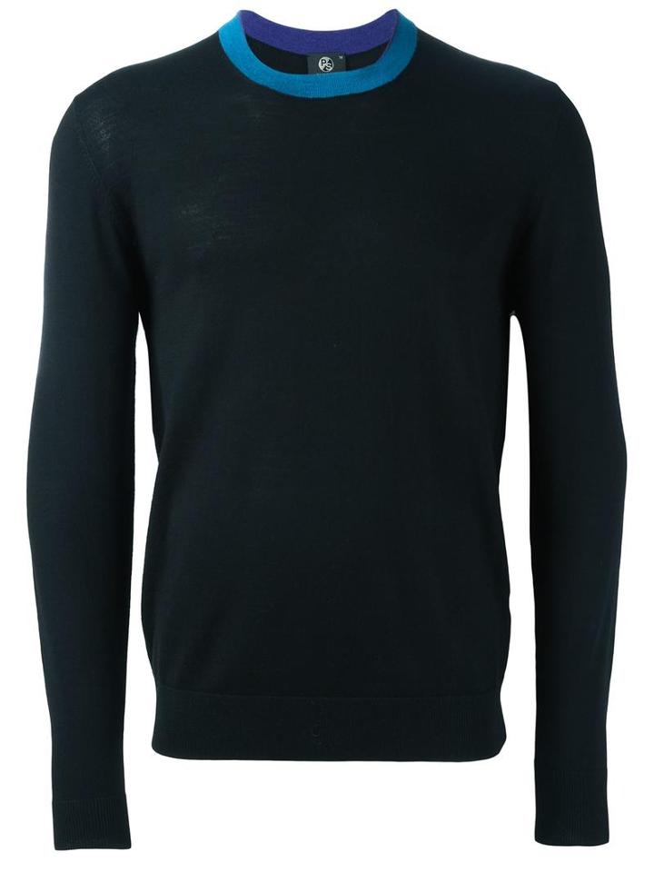 Ps By Paul Smith Contrasting Crew Neck Jumper, Men's, Size: Xl, Black, Merino