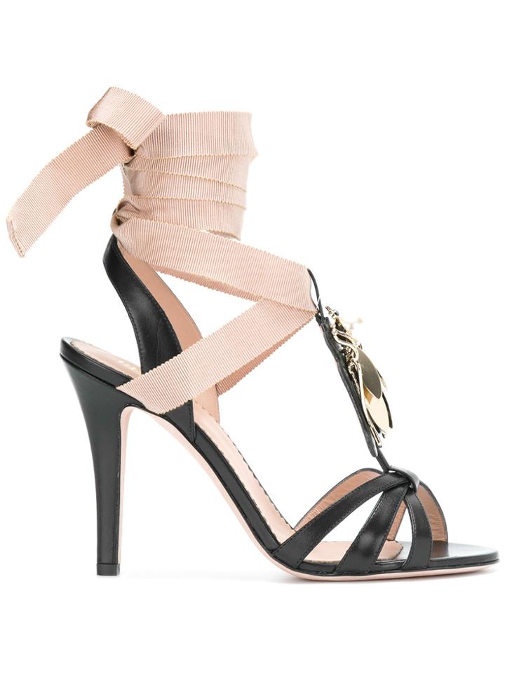Red Valentino Beetle Embellished Sandals - Black