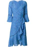 Ganni Embroidered Ruffle Midi Dress - Blue