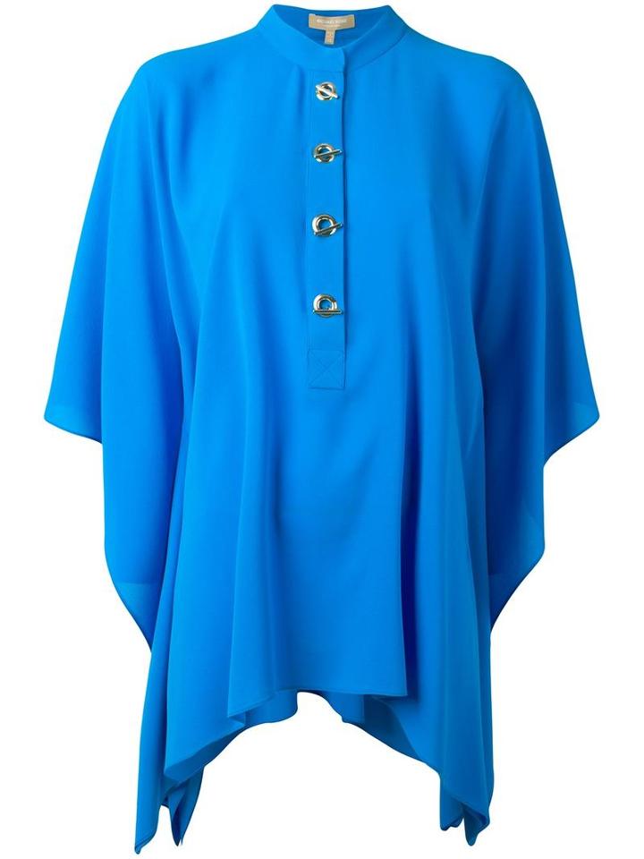 Michael Kors Bar Hook Fastening Kaftan, Women's, Size: Small, Blue, Silk