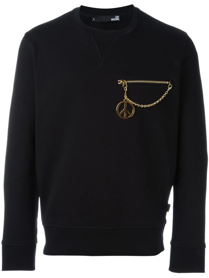 Love Moschino Zip Detail Sweatshirt, Men's, Size: Xl, Black, Cotton/spandex/elastane