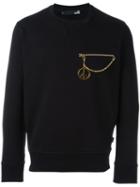 Love Moschino Zip Detail Sweatshirt, Men's, Size: Xl, Black, Cotton/spandex/elastane
