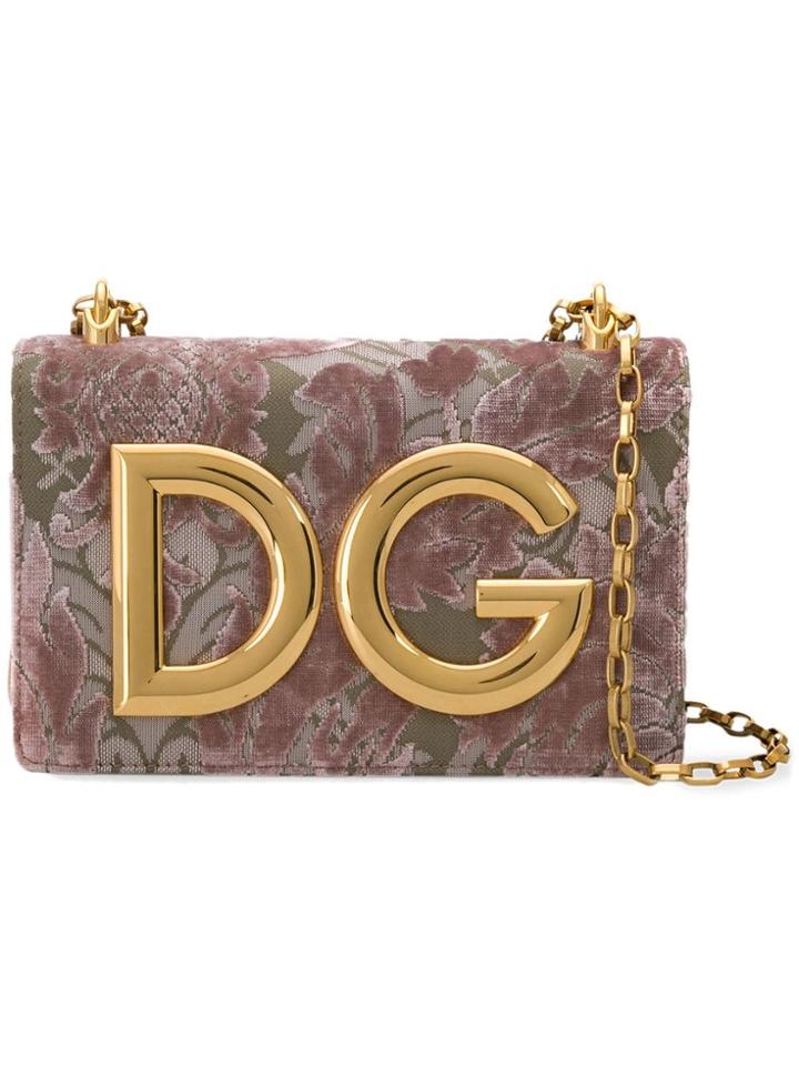 Dolce & Gabbana Dg Girls Velvet Brocade Shoulder Bag - Pink & Purple
