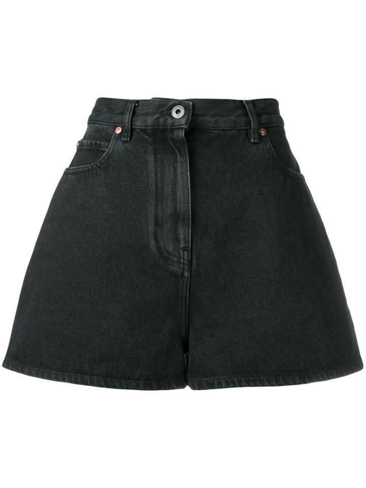 Valentino Printed Logo Denim Shorts - Black