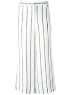 Theory Striped Wide-leg Pants, Women's, Size: 2, White, Linen/flax/cotton