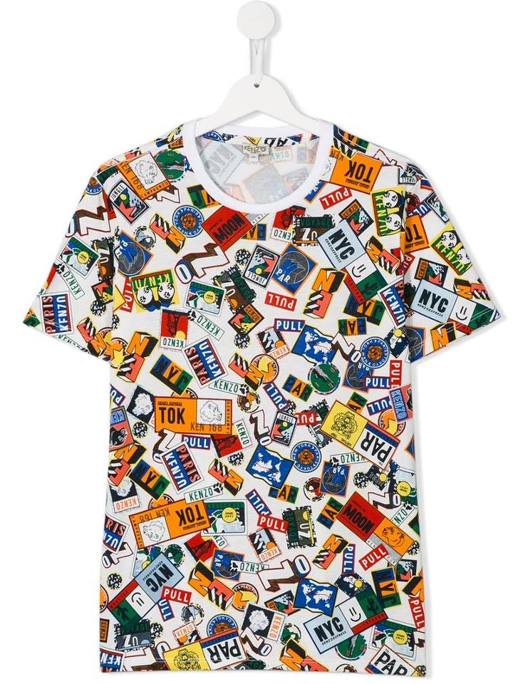 Kenzo Kids Sign Street T-shirt, Boy's, Size: 16 Yrs, White