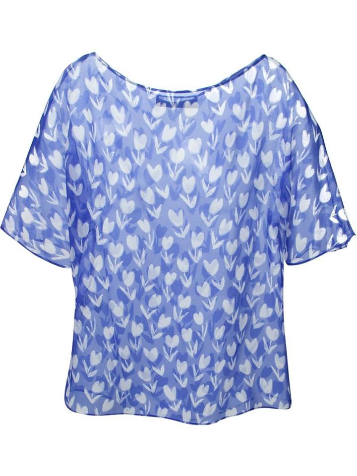 Emanuel Ungaro Sheer Tulip Print Blouse