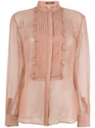 Roberto Cavalli Pleated Bib Blouse - Pink & Purple