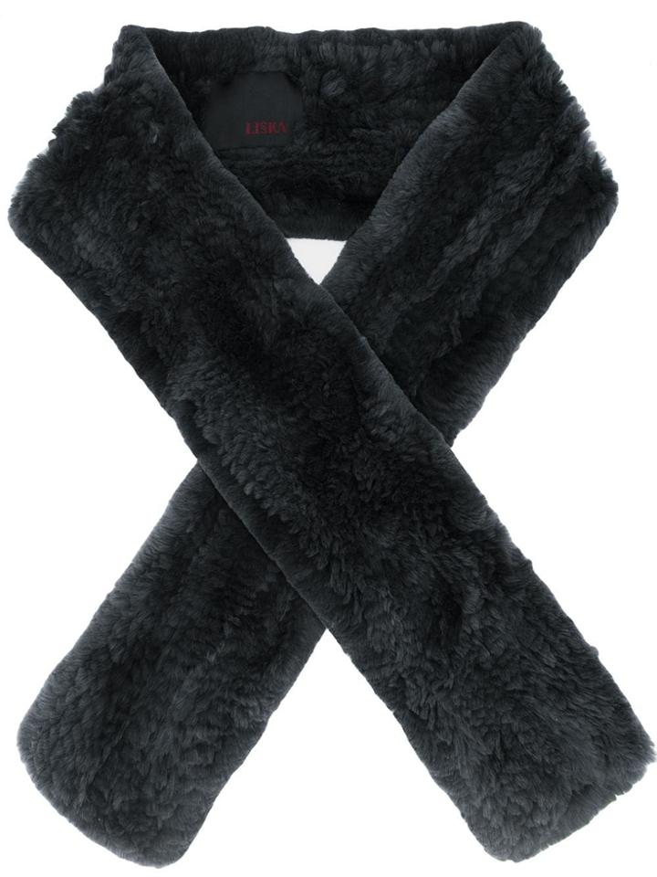 Liska Fur-trimmed Scarf - Grey