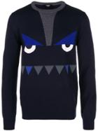 Fendi Printed Monster Face Sweater - Blue