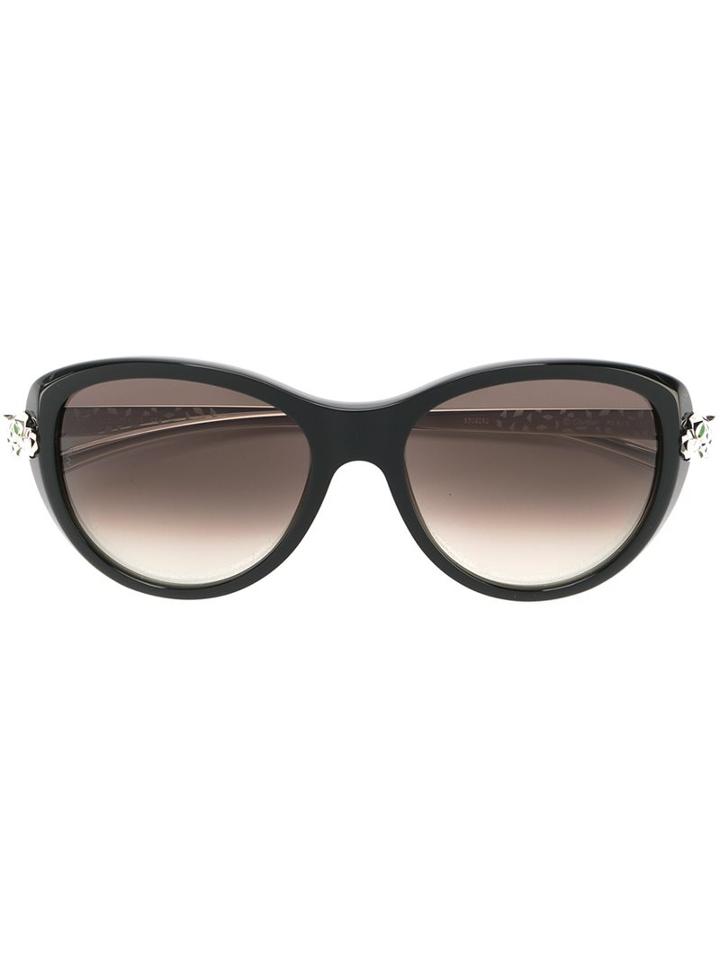 Cartier 'panthère Wild Cat' Sunglasses, Women's, Black, Acetate/metal (other)/enamel/platinum