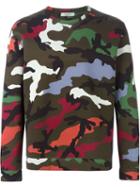 Valentino Rockstud Camouflage Sweatshirt, Men's, Size: M, Green, Cotton/modal