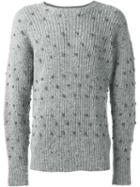 E. Tautz Crew Neck Jumper With Knots, Men's, Size: Large, Grey, Mohair/wool