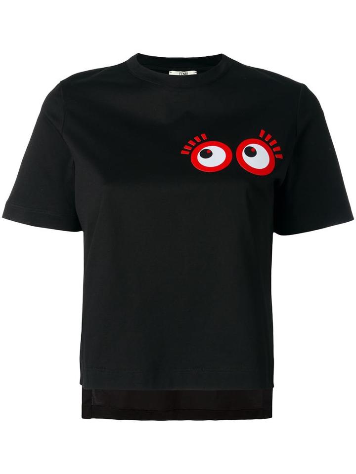Fendi Googly Eyes T-shirt, Women's, Size: 42, Black, Cotton