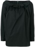 Jil Sander Navy Ruffle Neck Poplin Artist Blouse - Black