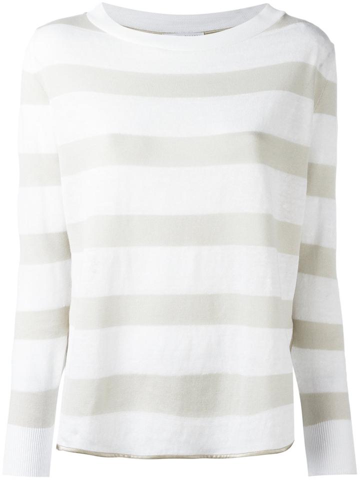 Fabiana Filippi Striped Sweatshirt, Women's, Size: 44, White, Silk/cotton/linen/flax/polyimide