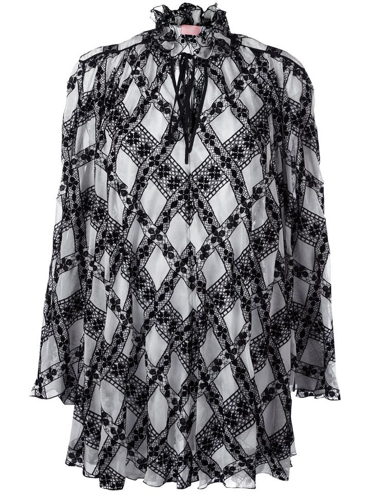 Giamba Gathered Collar Blouse, Women's, Size: 42, White, Silk/polyester