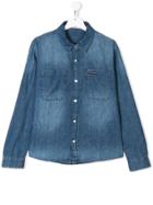 Calvin Klein Kids Teen Long Sleeve Denim Shirt - Blue