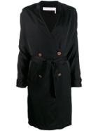See By Chloé Double Breasted Wrap Coat - Black