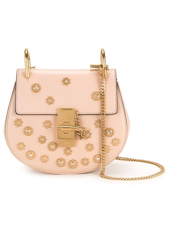 Chloé Embellished 'drew' Shoulder Bag, Women's, Pink/purple
