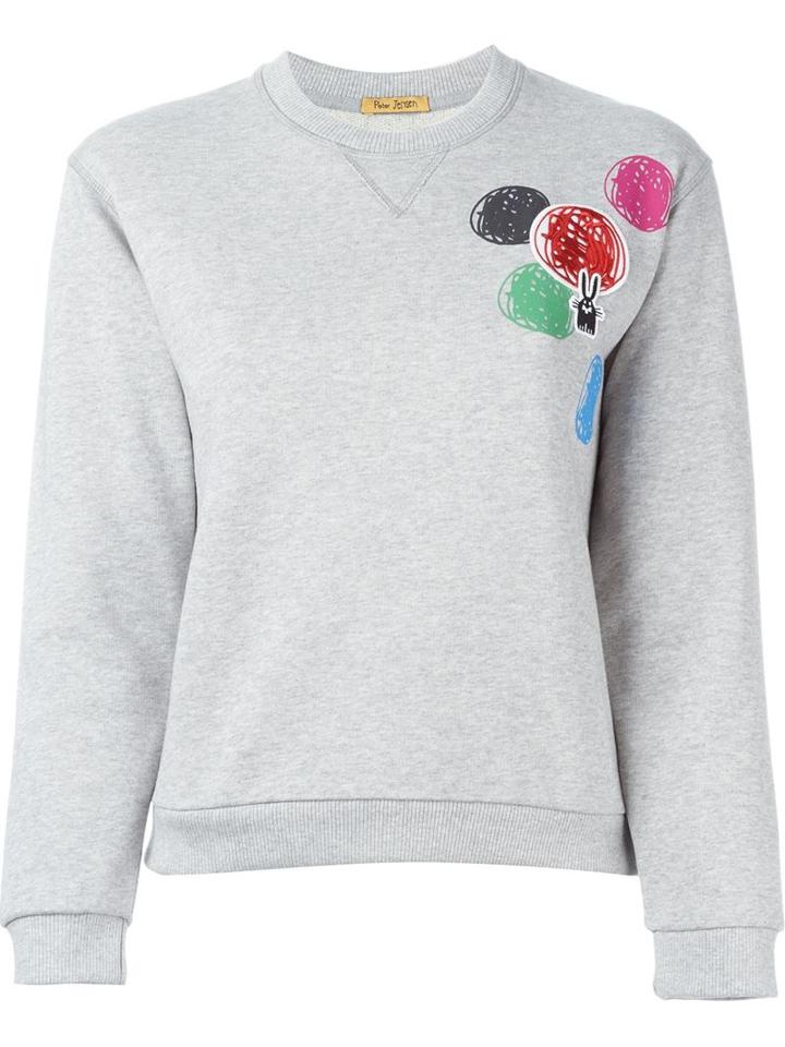 Peter Jensen Embroidered Circle Sweatshirt, Women's, Size: L, Grey, Cotton