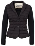 Herno Panelled Puffer Jacket, Women's, Size: 46, Black, Polyamide/spandex/elastane/polyurethane