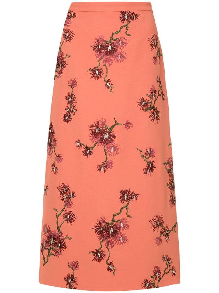 Erdem Floral Midi Skirt - Pink