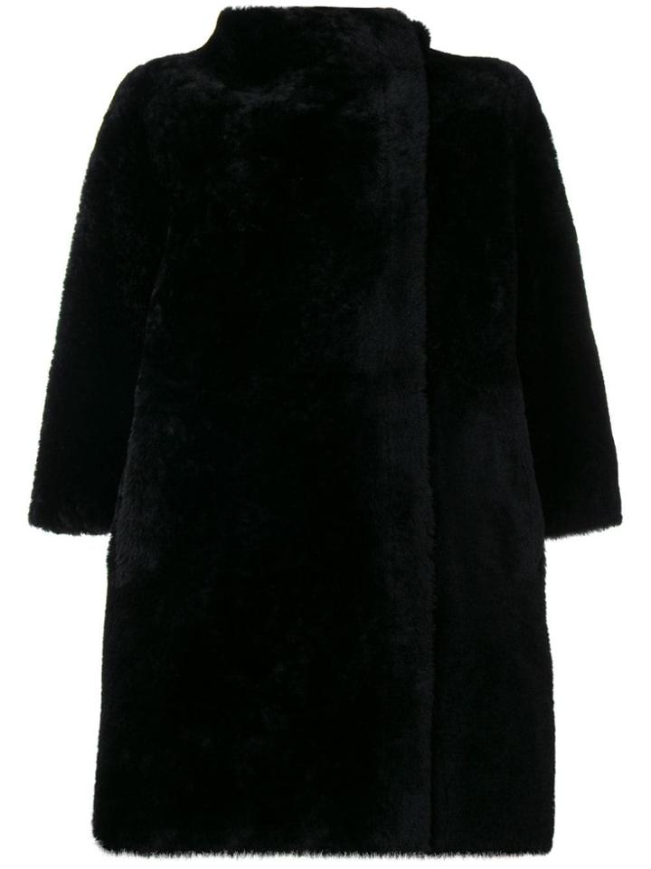 Lanvin Asymmetric Shearling Coat - Black