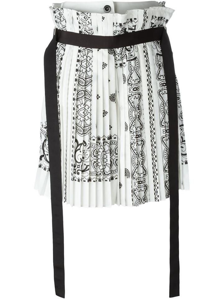 Sacai Pleated Skirt, Women's, Size: 3, White, Polyester/nylon/cupro