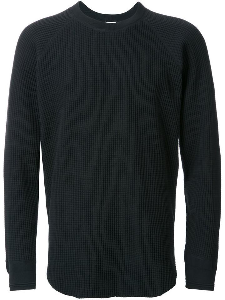 H Beauty & Youth. Waffle Pattern Knit Jumper, Men's, Size: Large, Black, Cotton