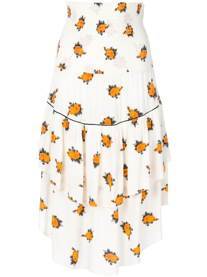 Ganni Ruched Floral Skirt - Nude & Neutrals