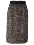 Dolce & Gabbana Tweed Pencil Skirt, Women's, Size: 44, Brown, Silk/cotton/polyamide/virgin Wool