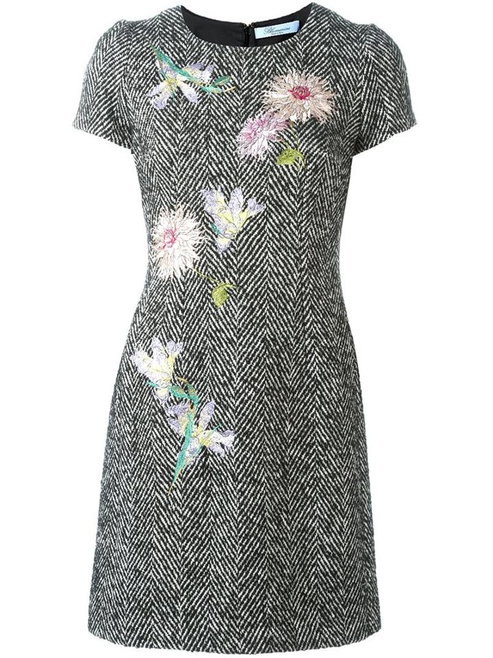Blumarine Herringbone Pattern Embroidered Dress
