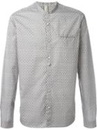 Dnl Band Collar Print Shirt, Men's, Size: 43, Grey, Cotton