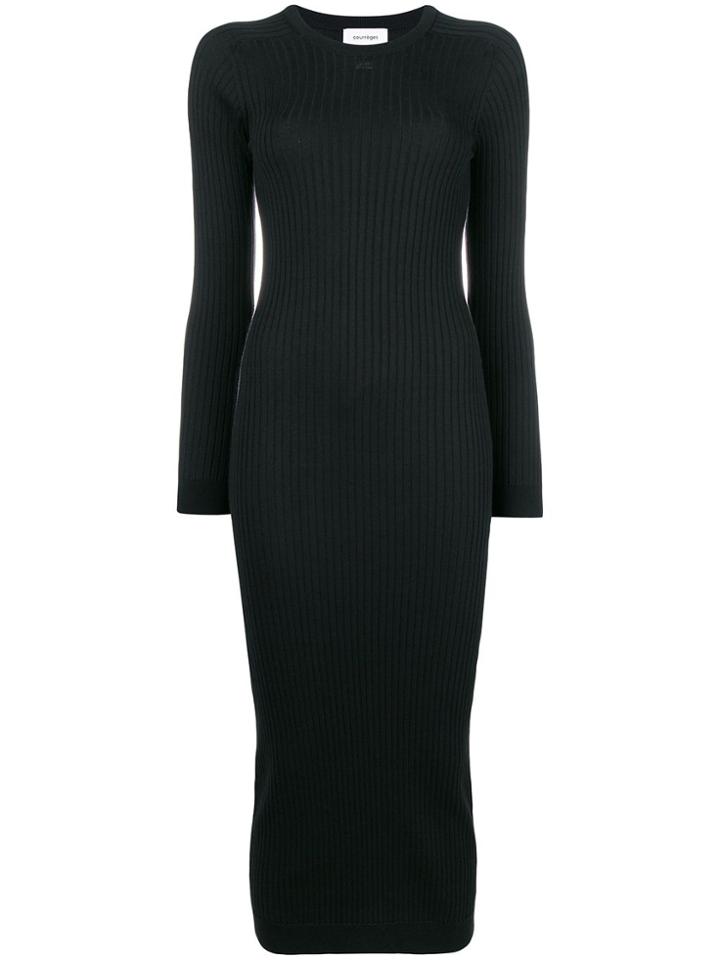 Courrèges Rib Knit Fitted Dress - Black