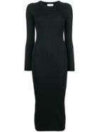 Courrèges Rib Knit Fitted Dress - Black