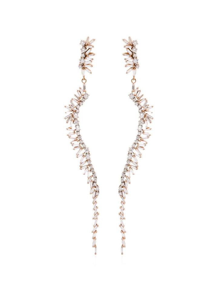 Suzanne Kalan Rose And White 18kt Gold Diamond Drop Earrings