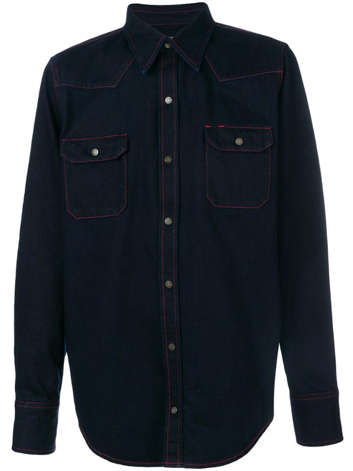 Calvin Klein 205w39nyc Contrast-stitch Denim Shirt - Blue