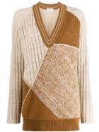 Ballantyne Colour Blocked Knitted Jumper - Brown