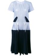 Sacai - Micro Pleated Two Part Dress - Women - Cotton/polyester/cupro - 2, Women's, Blue, Cotton/polyester/cupro