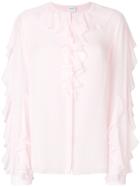 Giambattista Valli Frill Trim Blouse - Pink & Purple