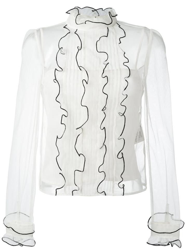 Red Valentino Tulle Blouse, Women's, Size: 42, Nude/neutrals, Silk/polyester