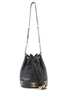 Chanel Vintage Drawstring Shoulder Bag, Women's, Black