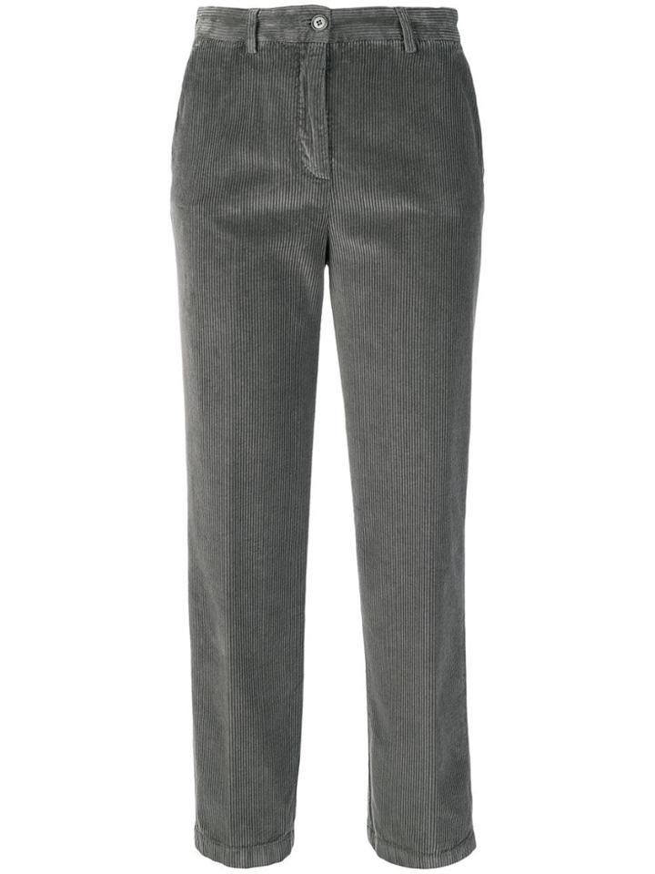 Aspesi Corduroy Cropped Trousers - Grey